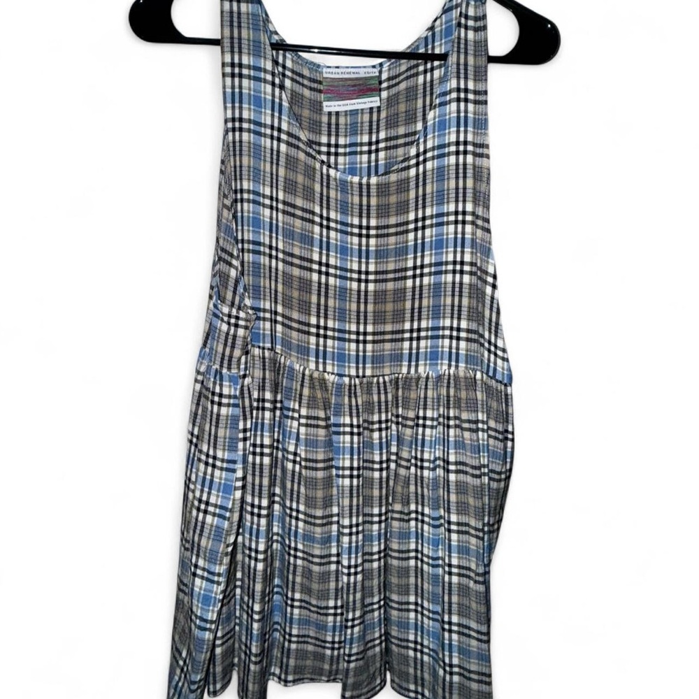 Urban Renewal Plaid Top - Black, White, Blue